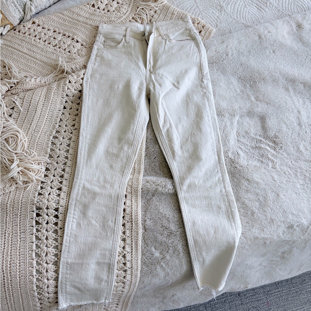 MOTHER Women's Straight Leg Cream Jeans